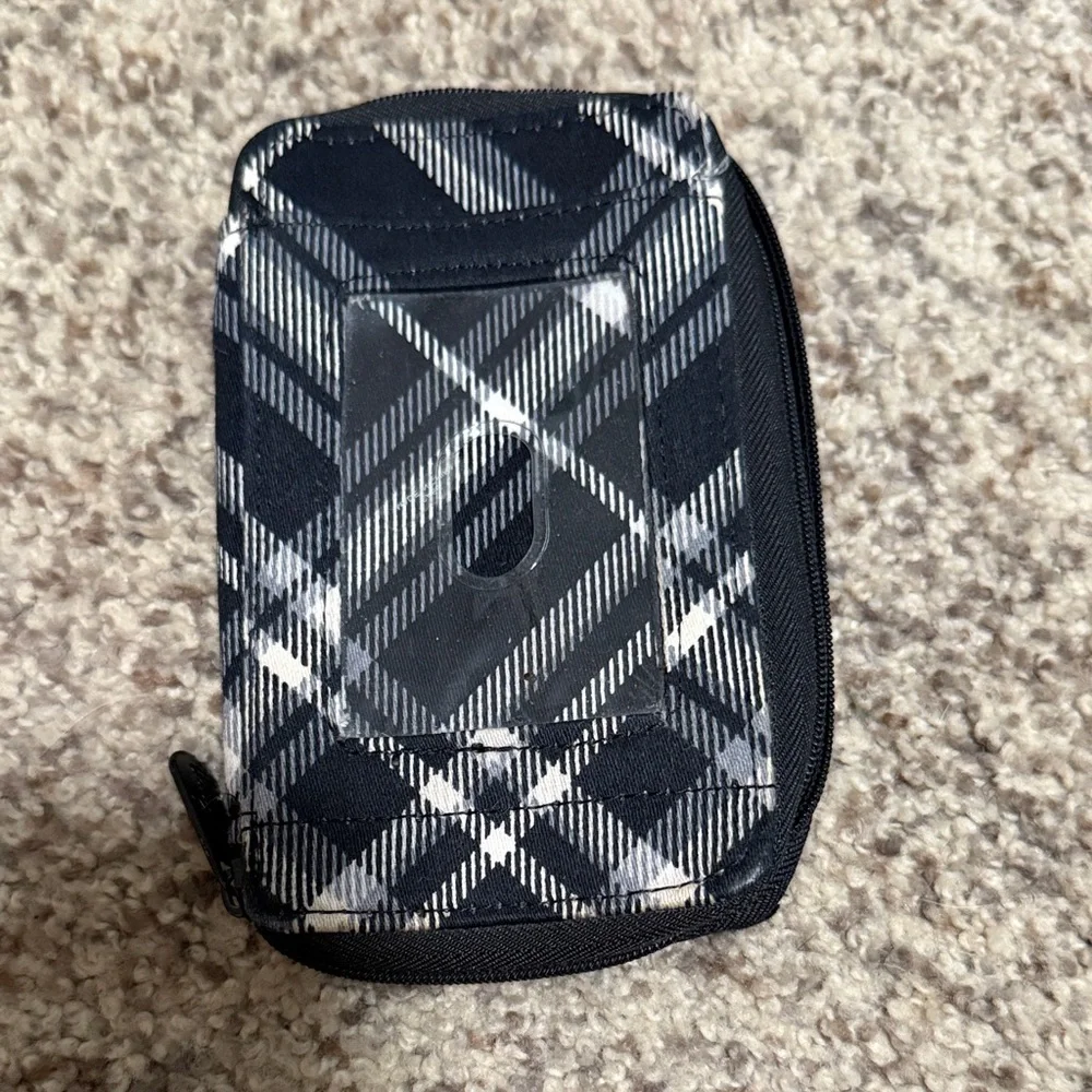 Thirty-One Black & White Plaid Small Wallet